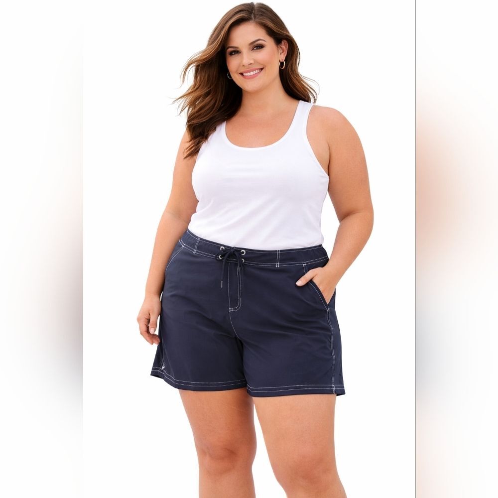 New Zeroxposur Swim Yoga Board Shorts Navy Blue Plus Size 20W UPF 30 quick Dry